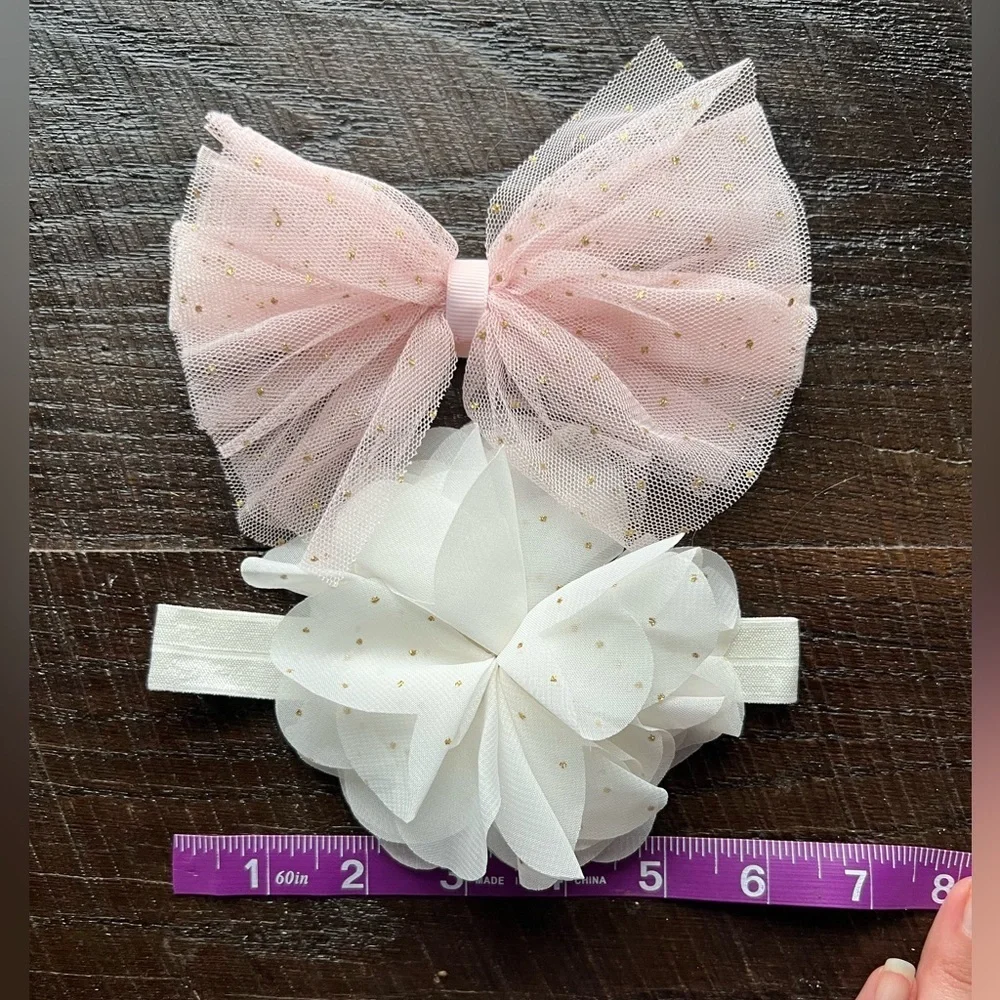 Set of two tulle baby bow wraps